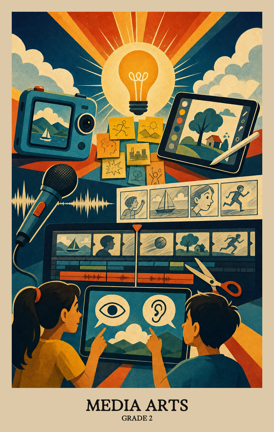 Illustration of what students learn in Grade 2 Arts: Media Arts