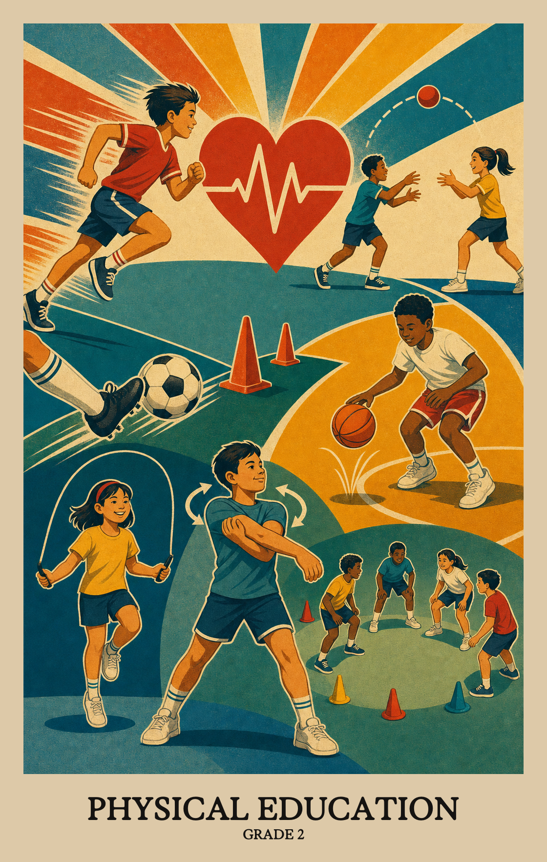 Illustration of what students learn in Grade 2 Physical Education