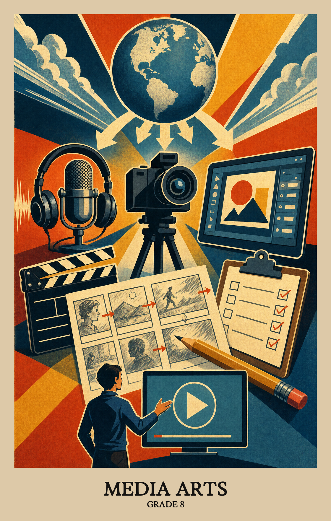 Illustration of what students learn in Grade 8 Arts: Media Arts