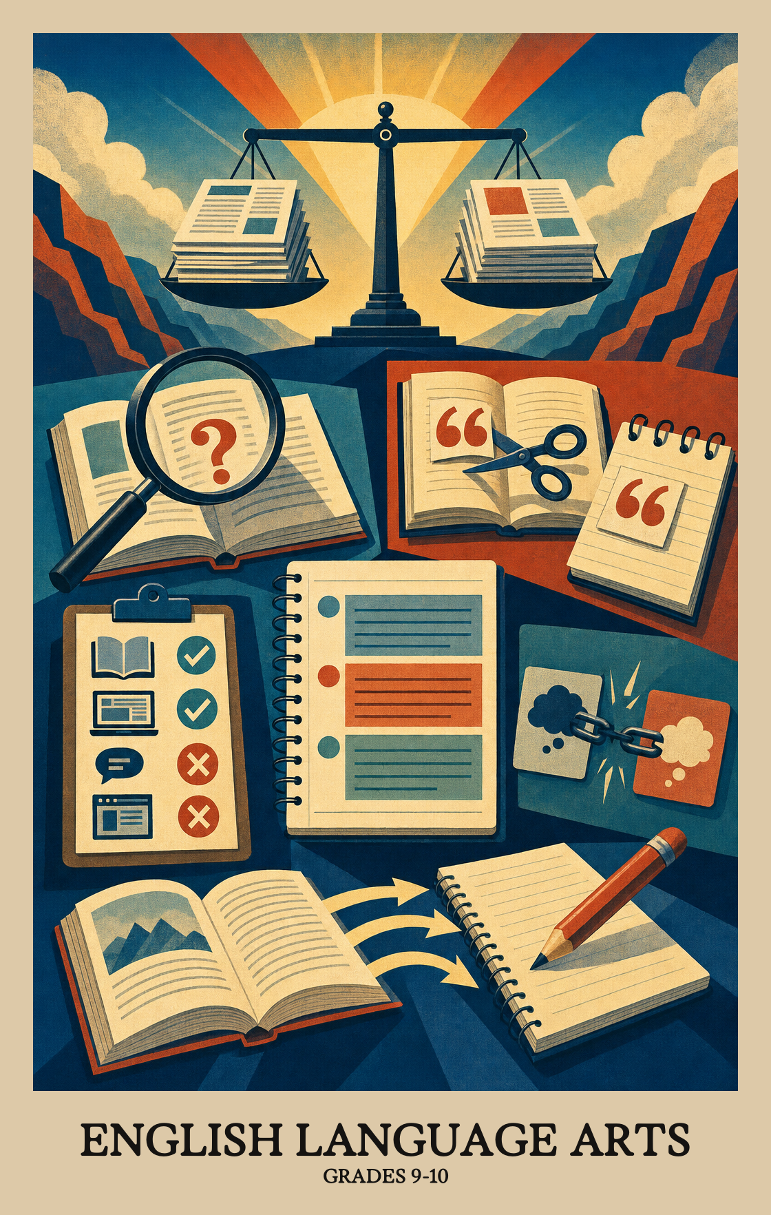 Illustration of what students learn in Grades 9-10 English Language Arts