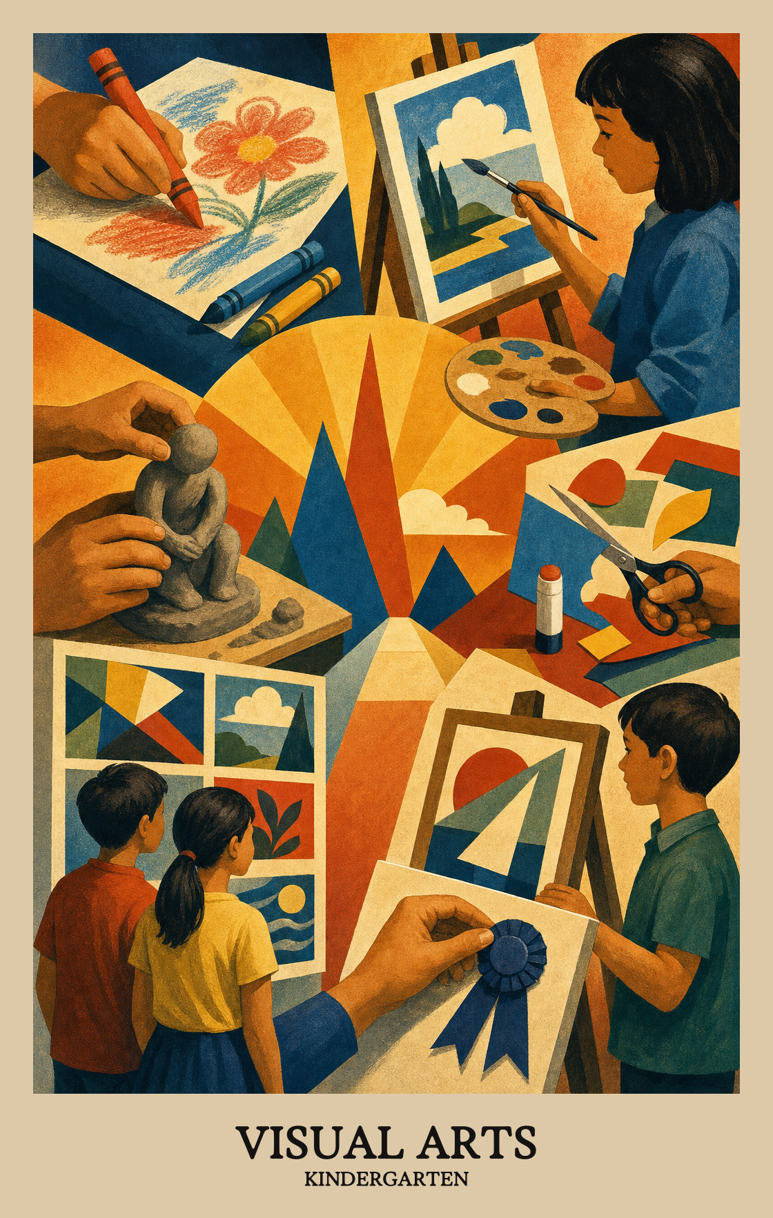 Illustration of what students learn in Kindergarten Arts: Visual Arts