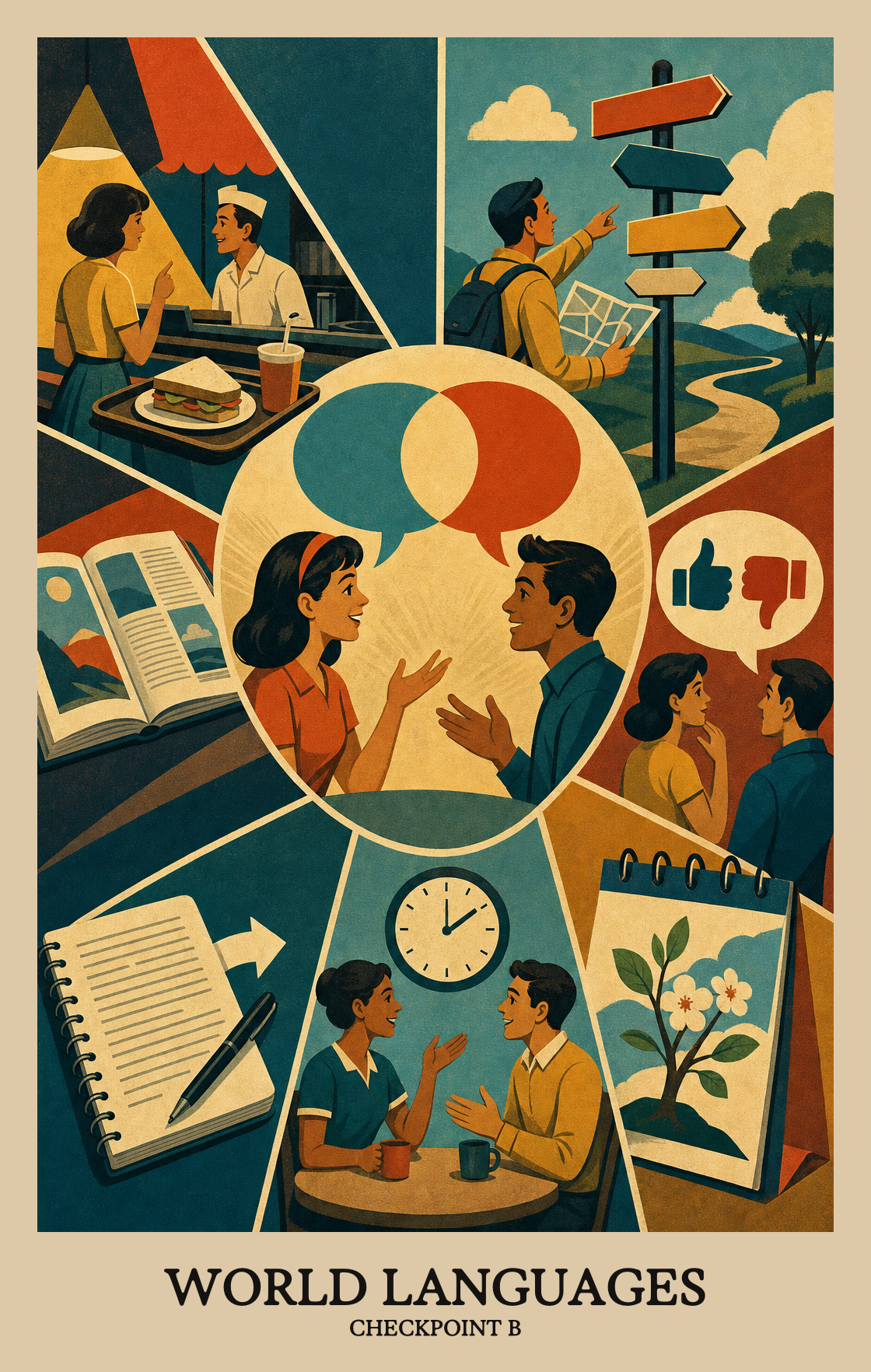 Illustration of what students learn in Checkpoint B World Languages