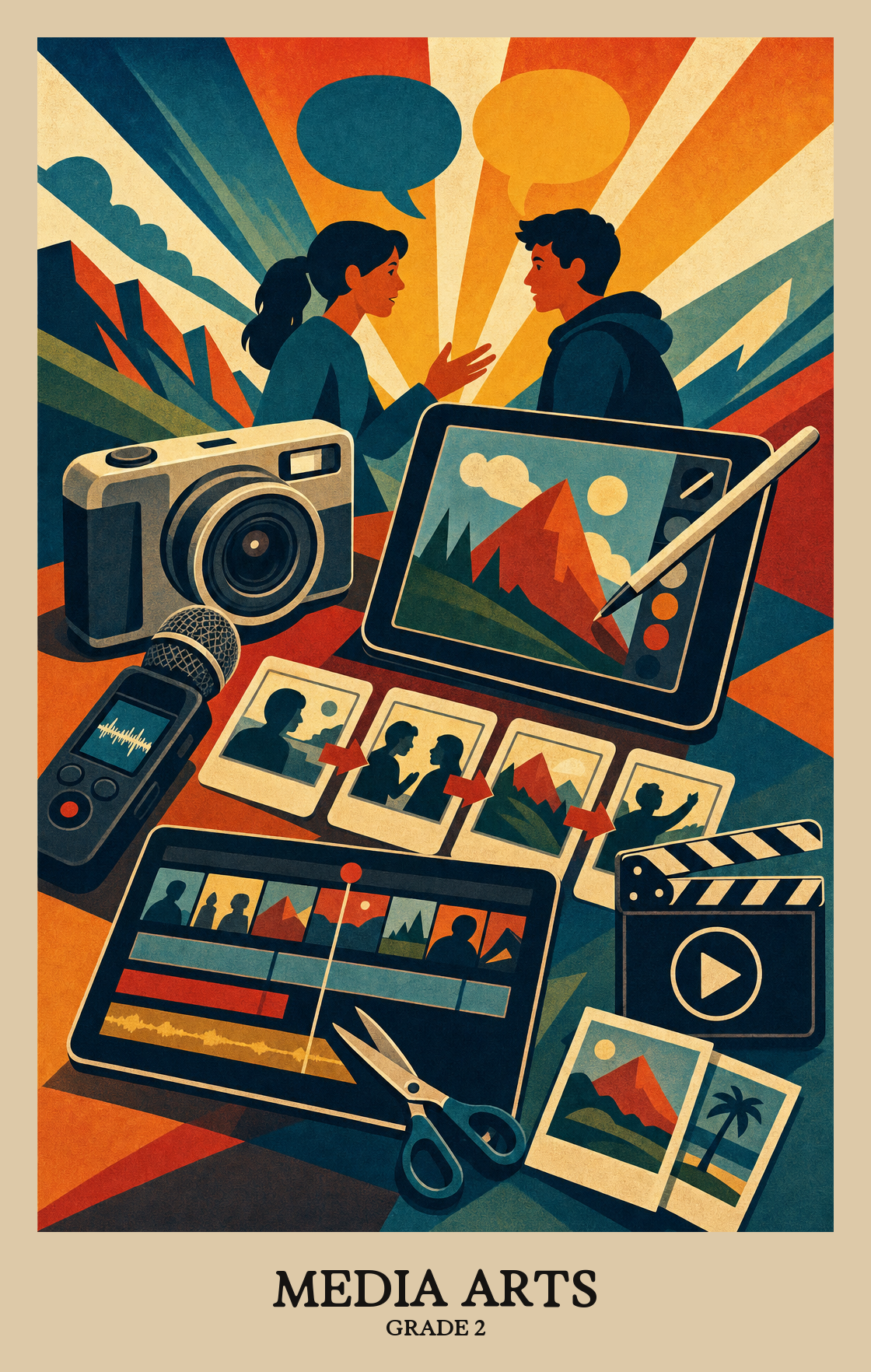 Illustration of what students learn in Grade 2 Arts: Media Arts