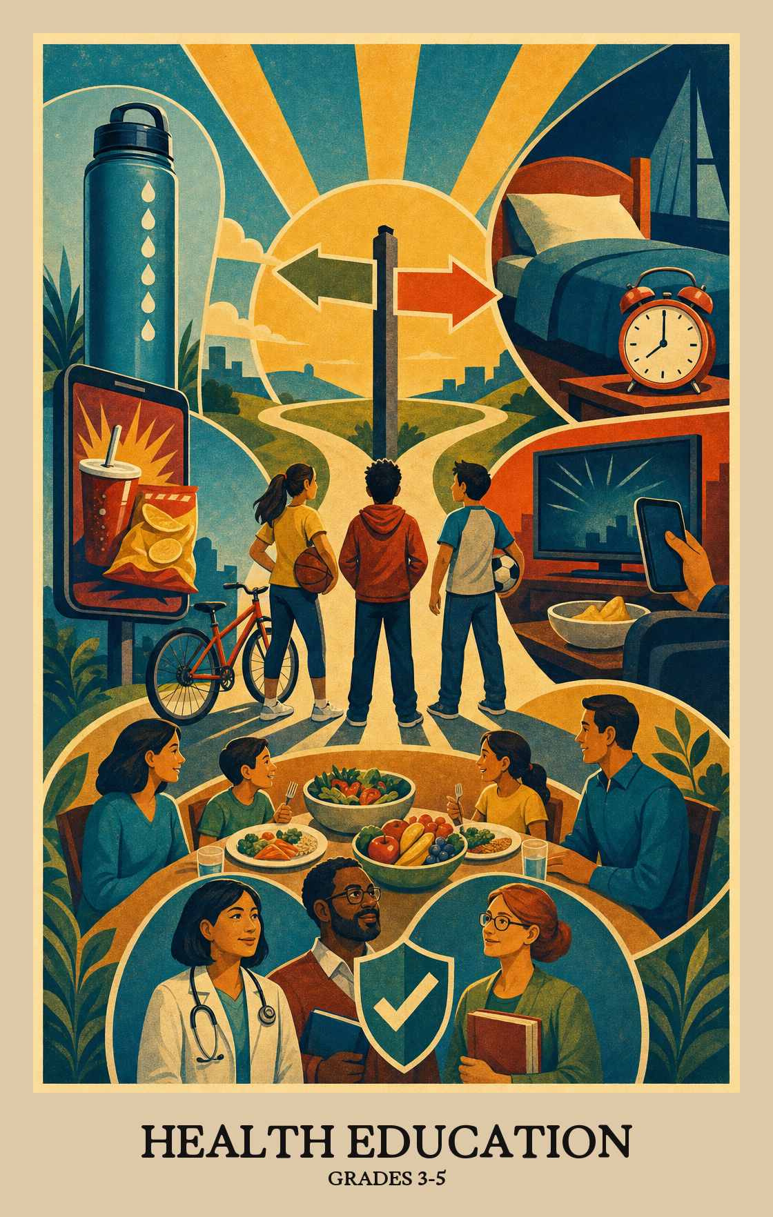 Illustration of what students learn in Grades 3-5 Health Education