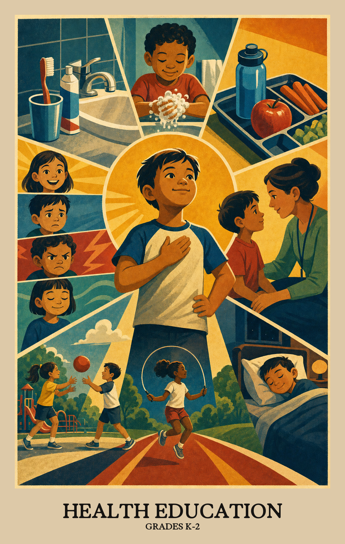 Illustration of what students learn in Grades K-2 Health Education