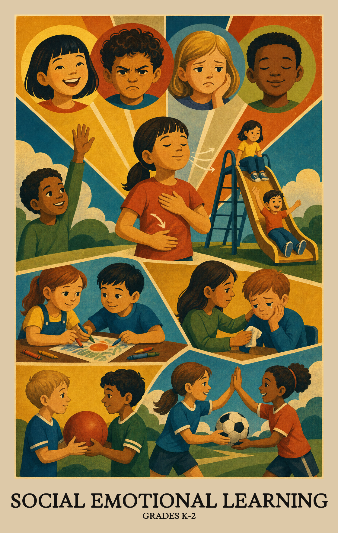 Illustration of what students learn in Grades K-2 Social Emotional Learning