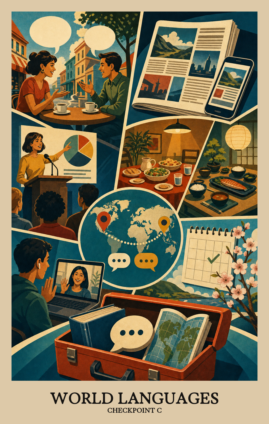Illustration of what students learn in Checkpoint C World Languages