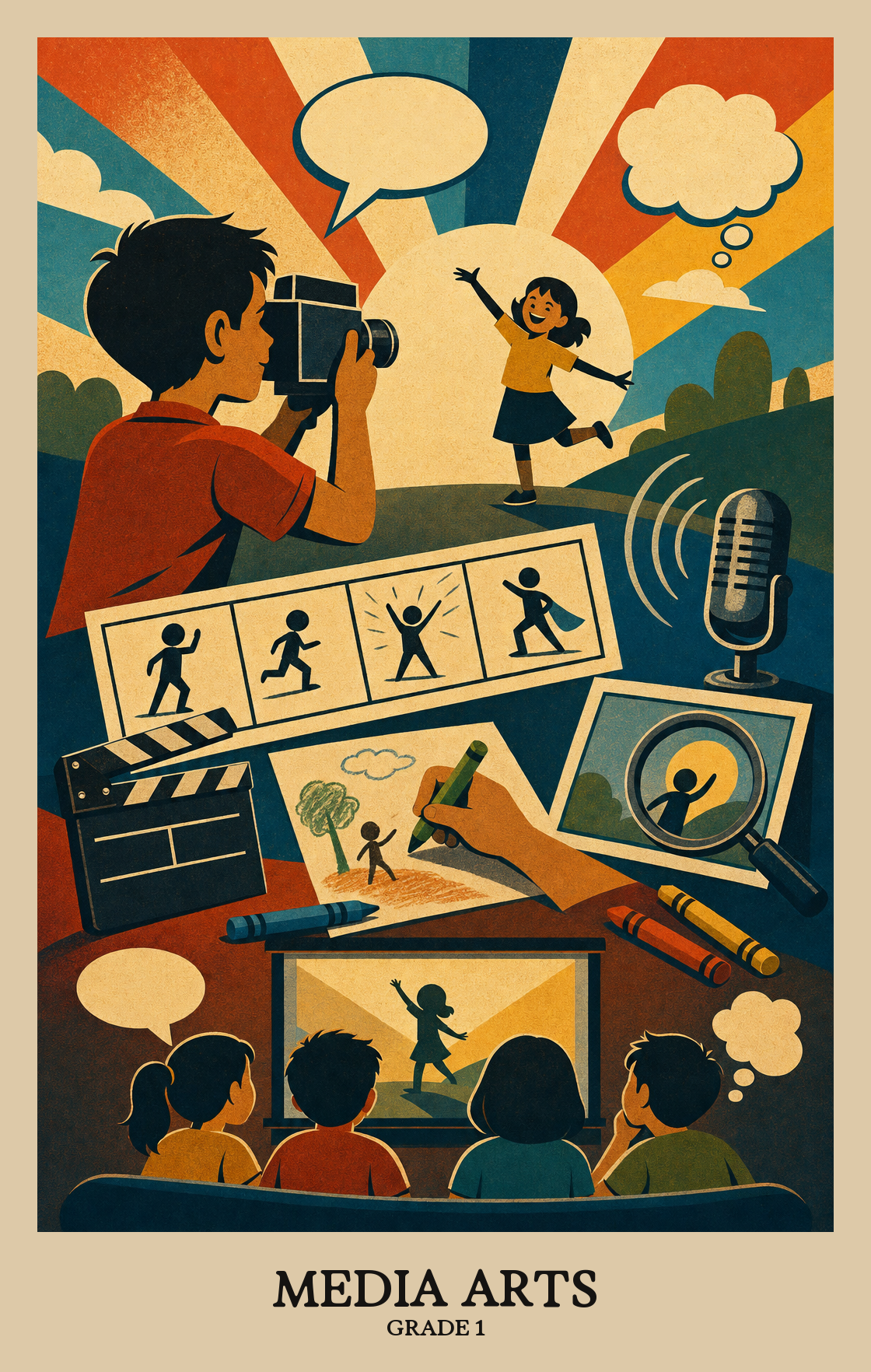 Illustration of what students learn in Grade 1 Arts: Media Arts
