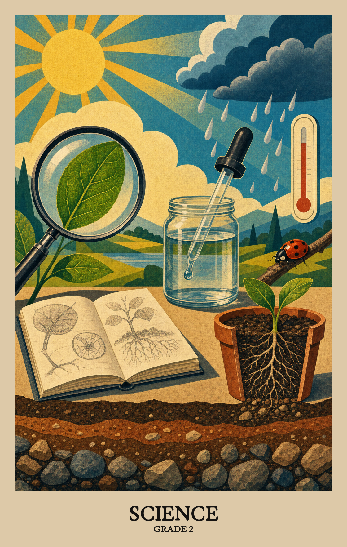 Illustration of what students learn in Grade 2 Science