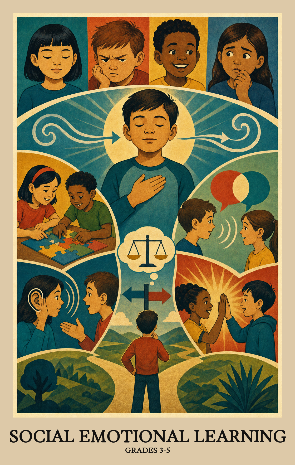 Illustration of what students learn in Grades 3-5 Social Emotional Learning