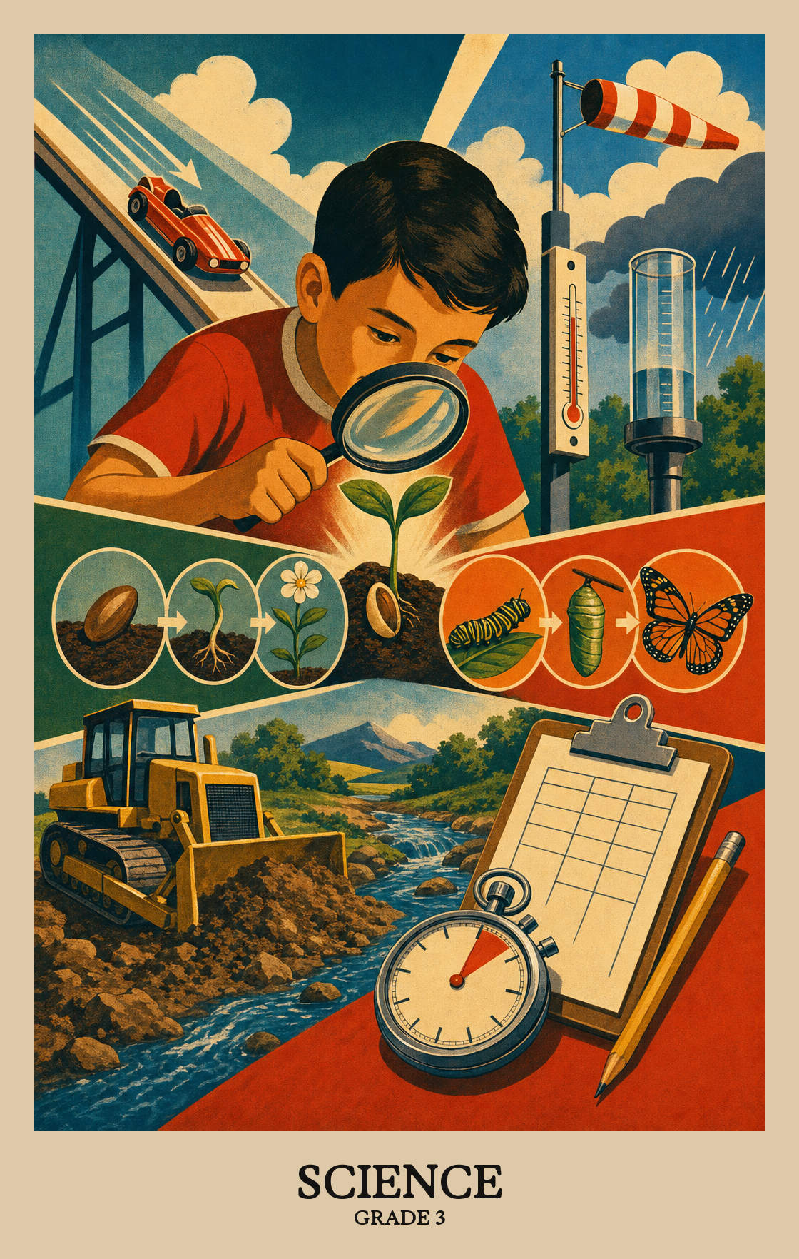 Illustration of what students learn in Grade 3 Science
