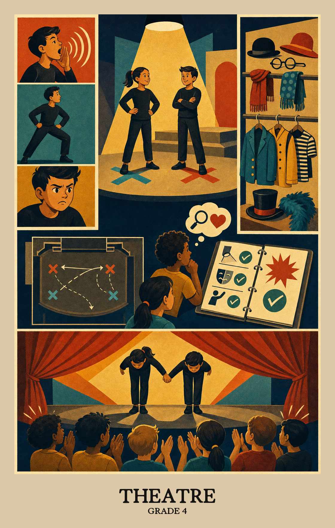 Illustration of what students learn in Grade 4 Arts: Theatre