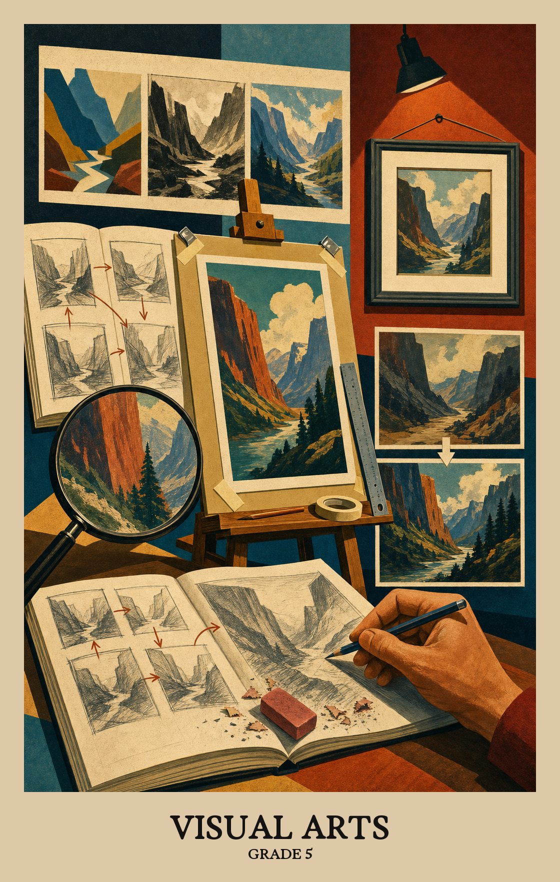 Illustration of what students learn in Grade 5 Arts: Visual Arts
