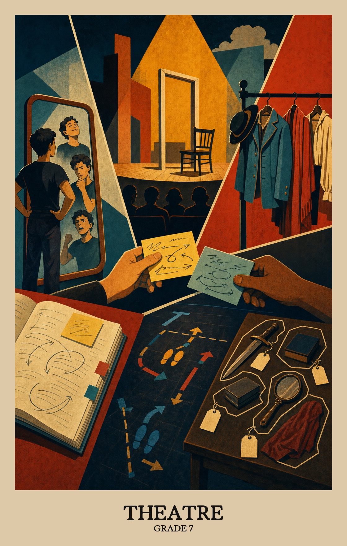 Illustration of what students learn in Grade 7 Arts: Theatre