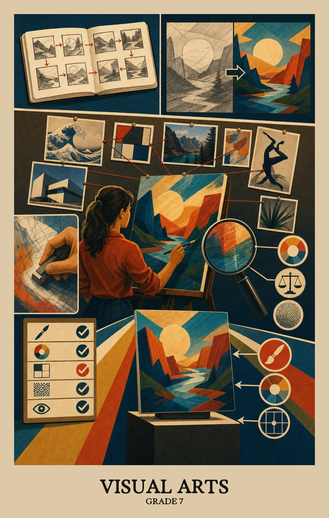 Illustration of what students learn in Grade 7 Arts: Visual Arts