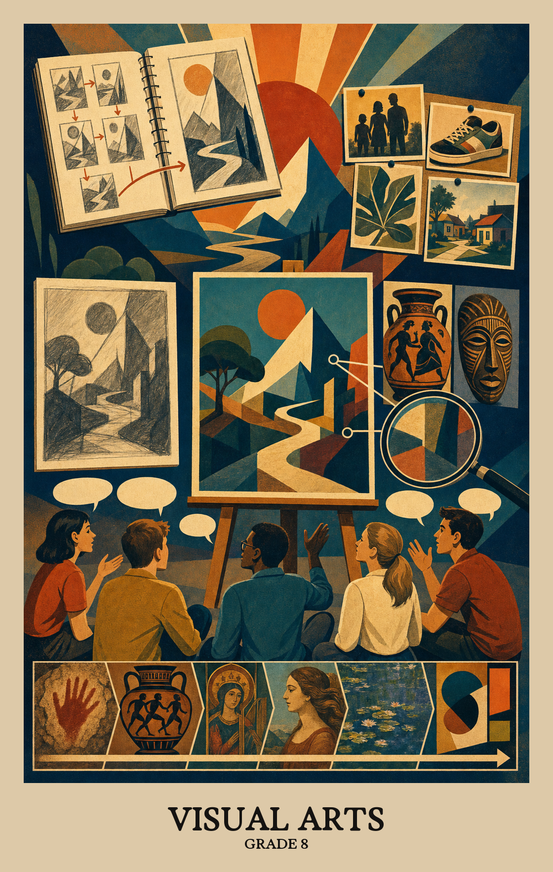 Illustration of what students learn in Grade 8 Arts: Visual Arts