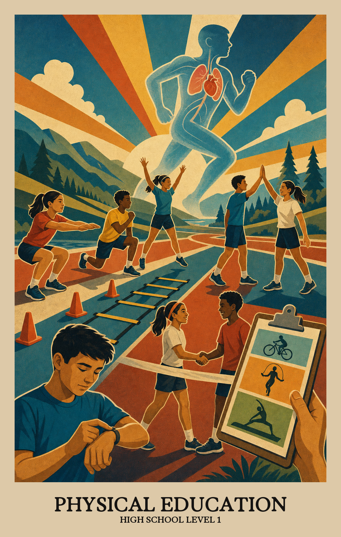 Illustration of what students learn in High School Level 1 Physical Education