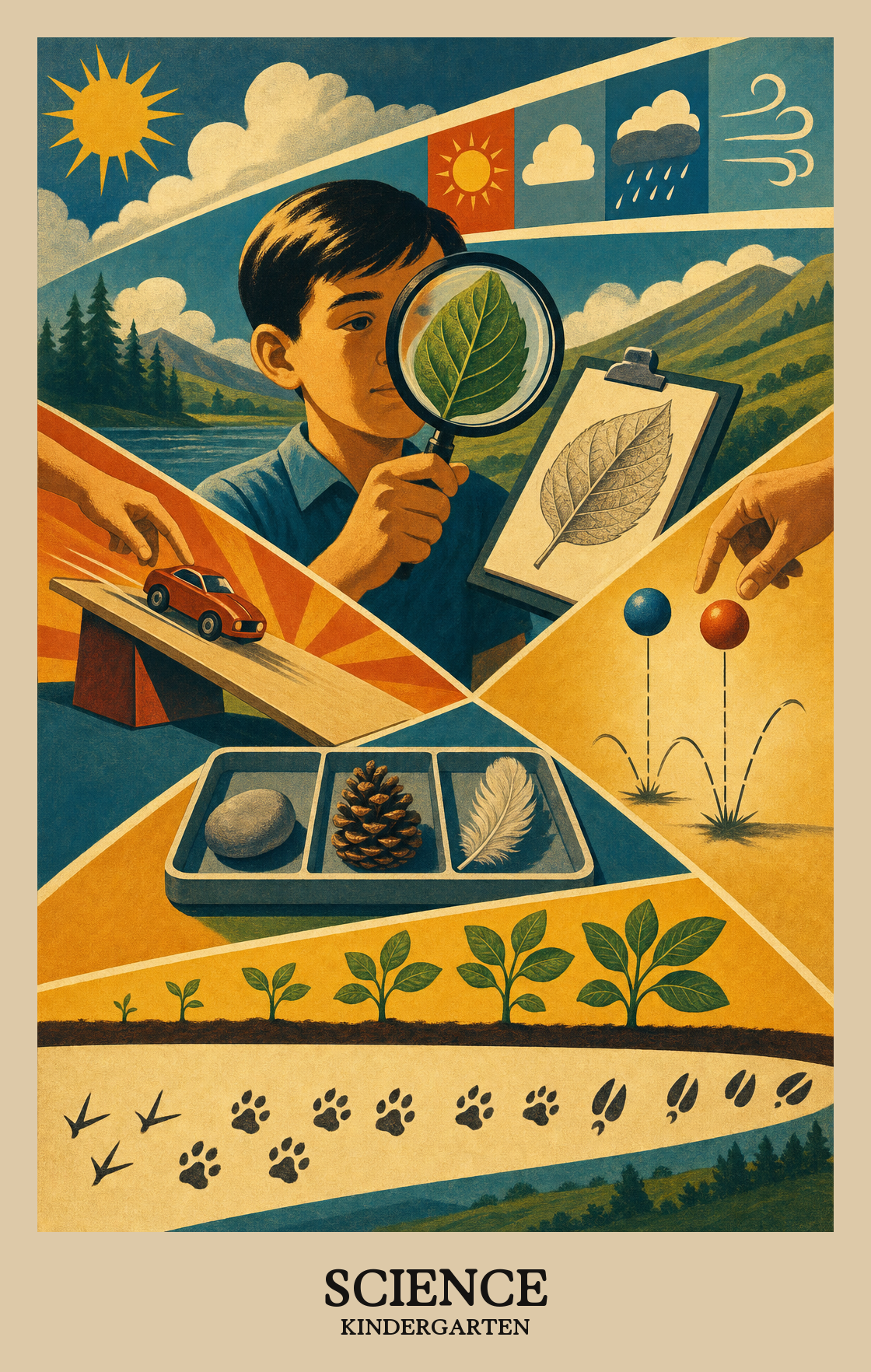 Illustration of what students learn in Kindergarten Science
