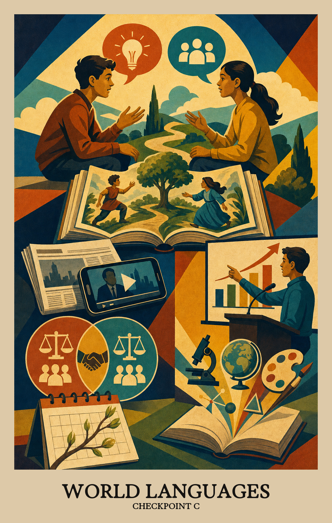 Illustration of what students learn in Checkpoint C World Languages