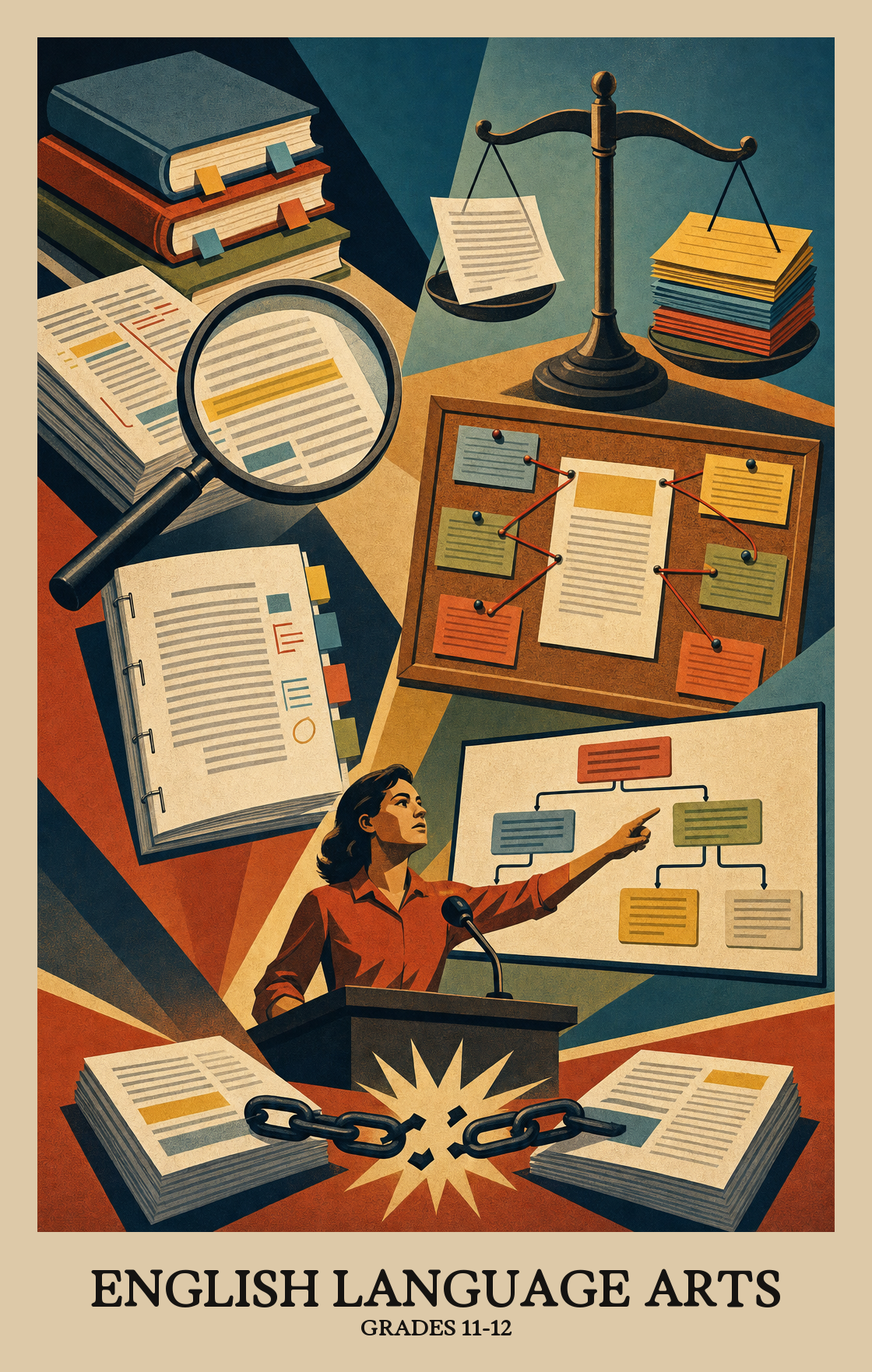 Illustration of what students learn in Grades 11-12 English Language Arts