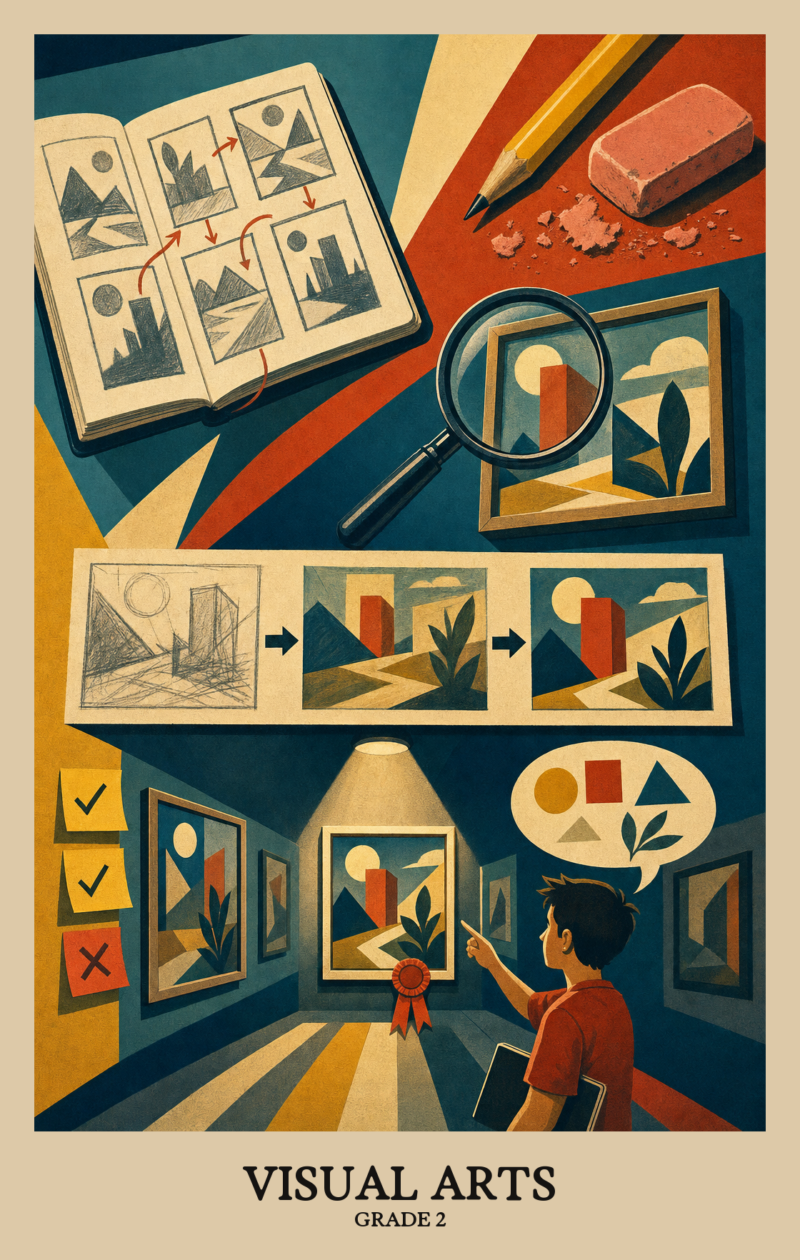 Illustration of what students learn in Grade 2 Arts: Visual Arts