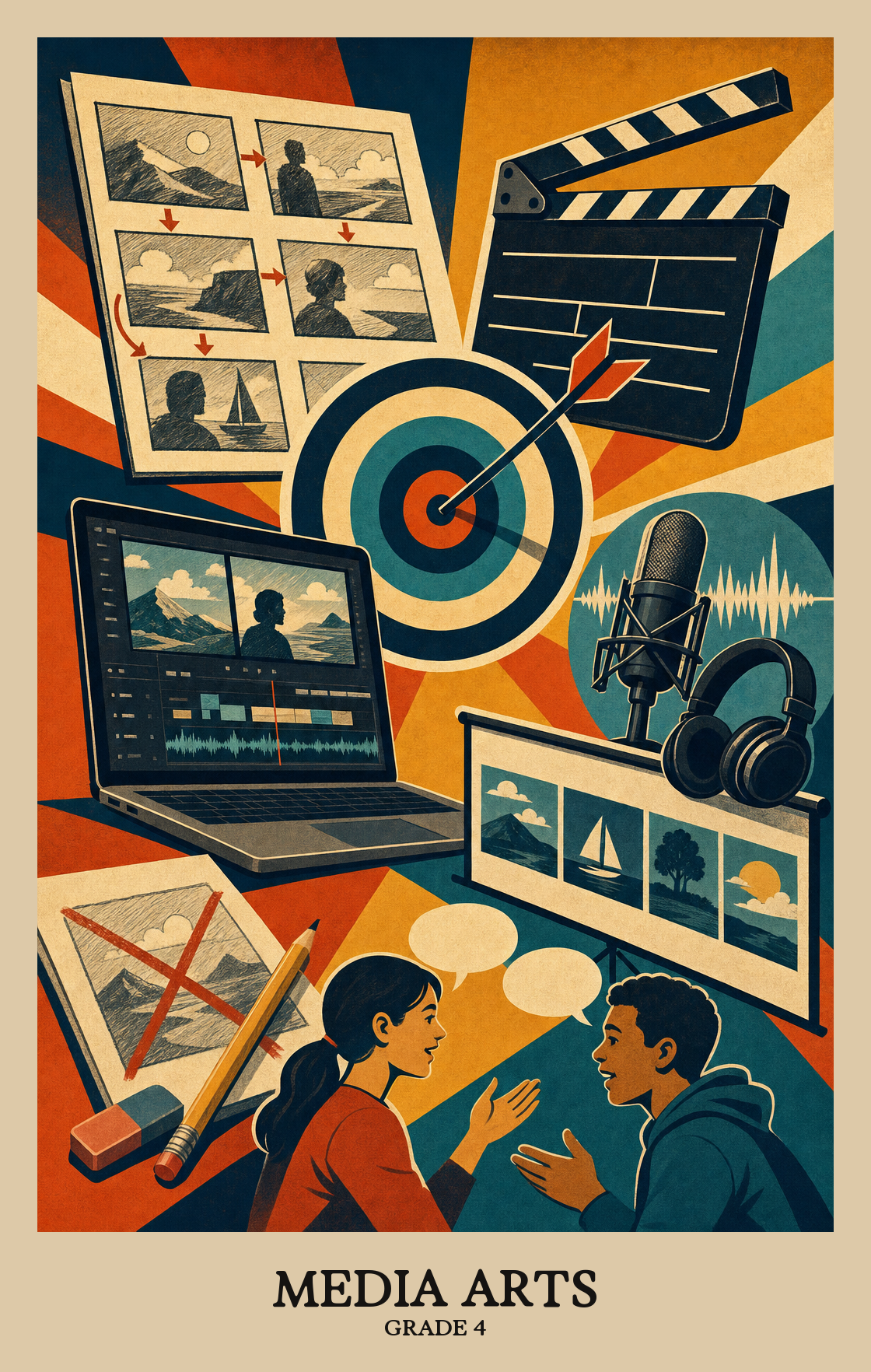 Illustration of what students learn in Grade 4 Arts: Media Arts