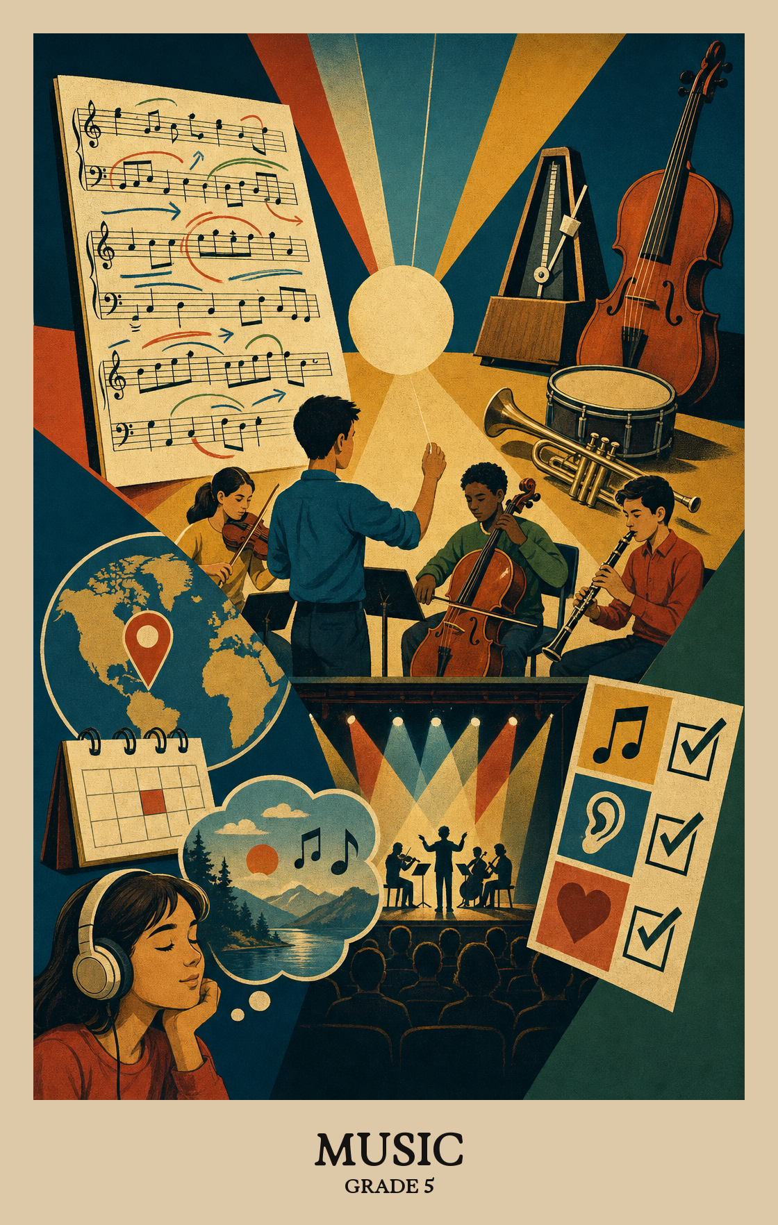 Illustration of what students learn in Grade 5 Arts: Music
