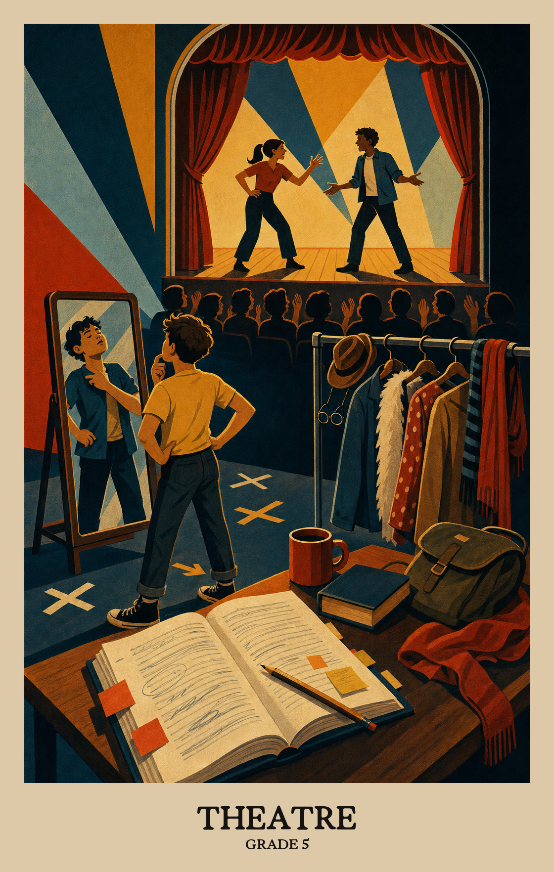 Illustration of what students learn in Grade 5 Arts: Theatre