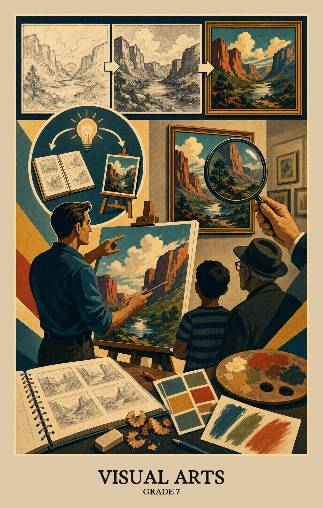 Illustration of what students learn in Grade 7 Arts: Visual Arts