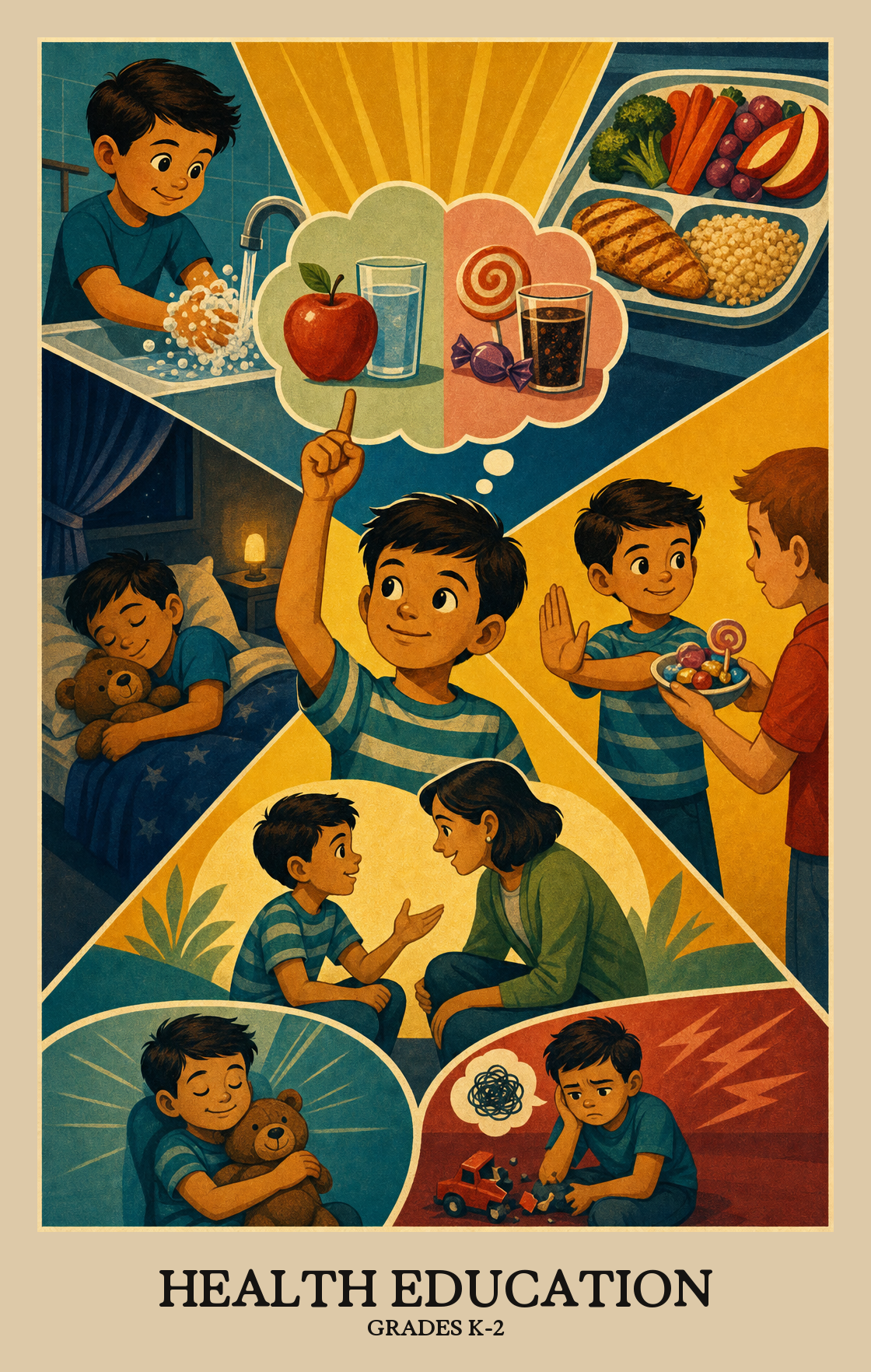Illustration of what students learn in Grades K-2 Health Education