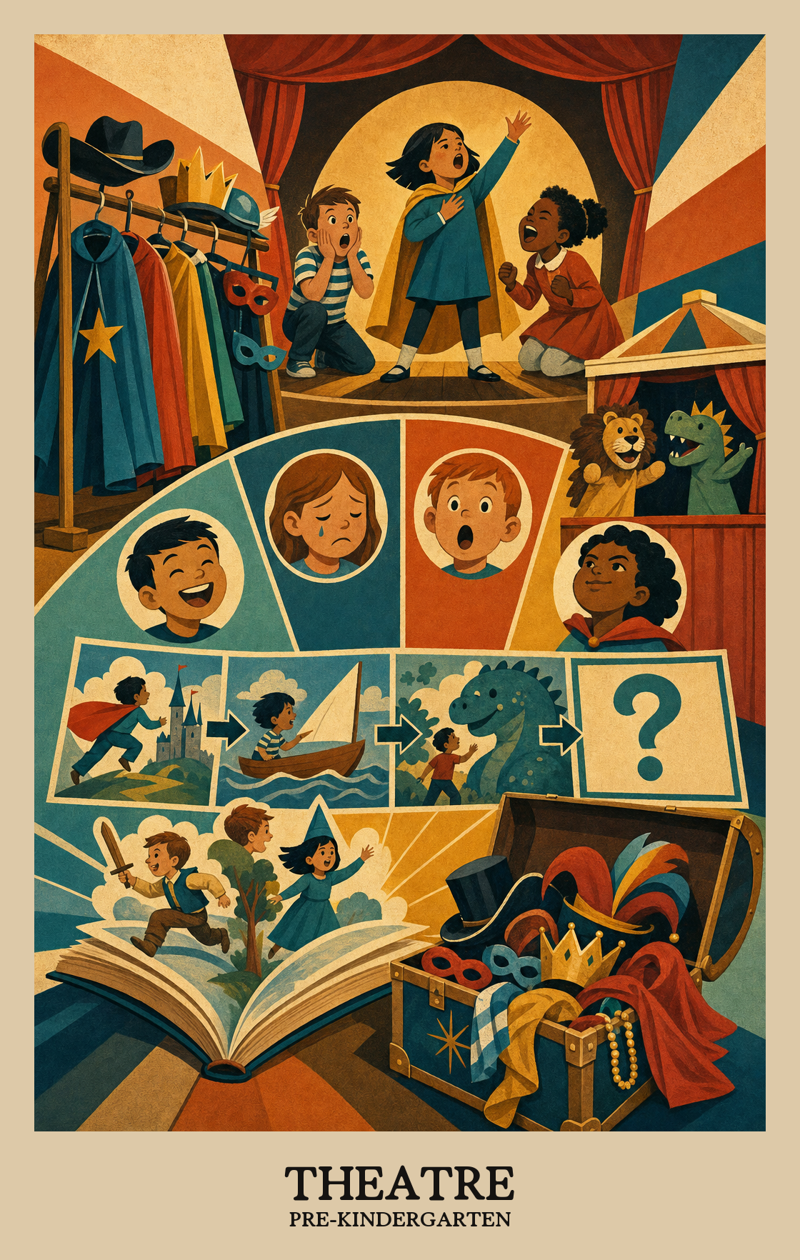 Illustration of what students learn in Pre-Kindergarten Arts: Theatre