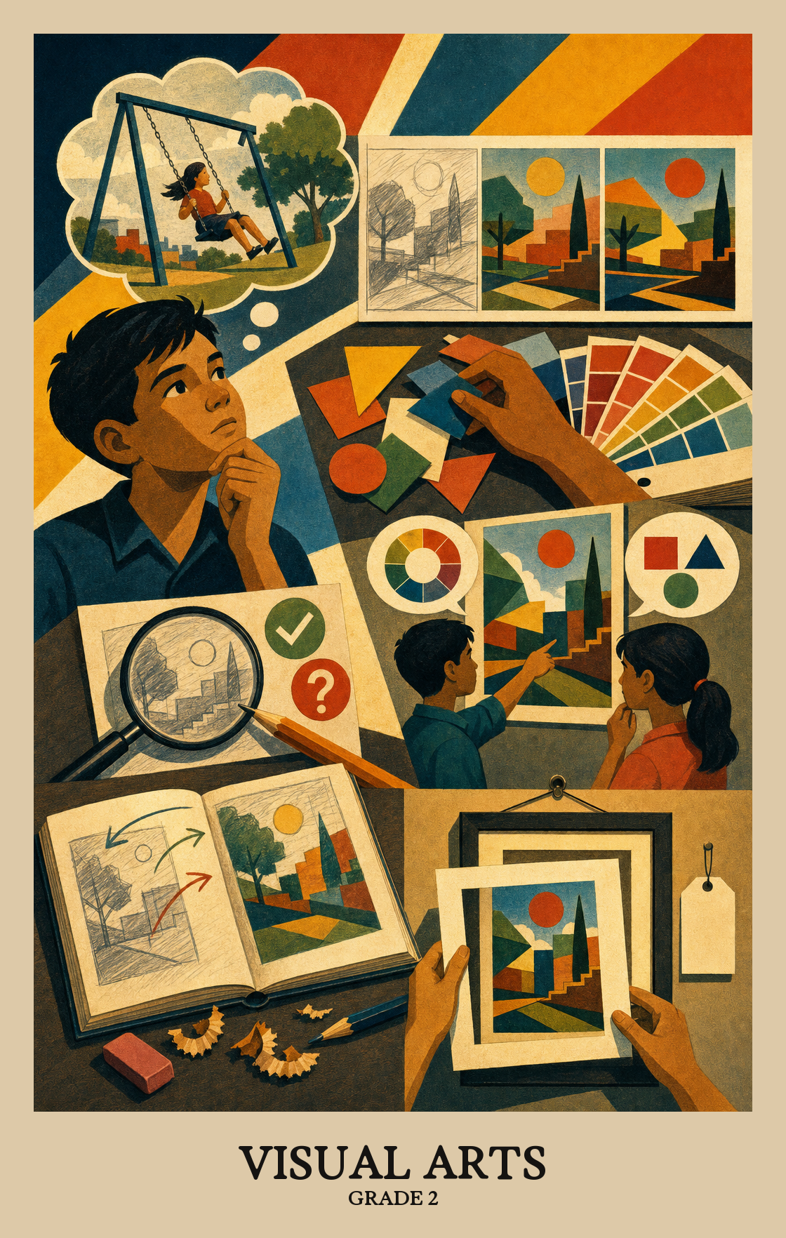 Illustration of what students learn in Grade 2 Arts: Visual Arts