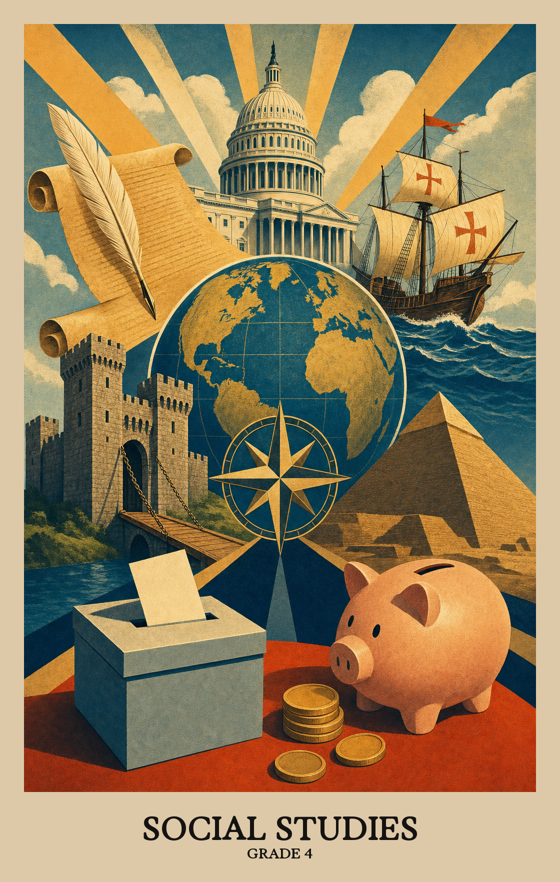 Illustration of what students learn in Grade 4 Social Studies