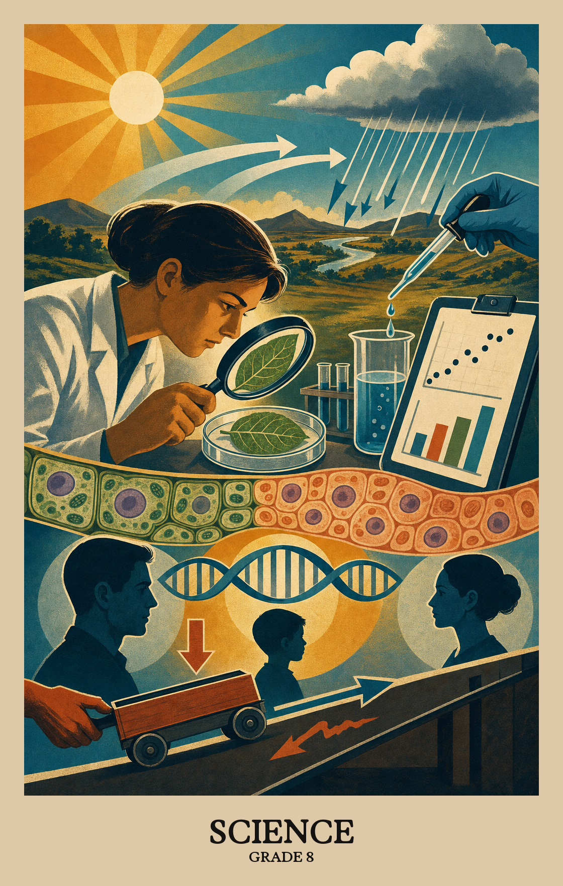 Illustration of what students learn in Grade 8 Science