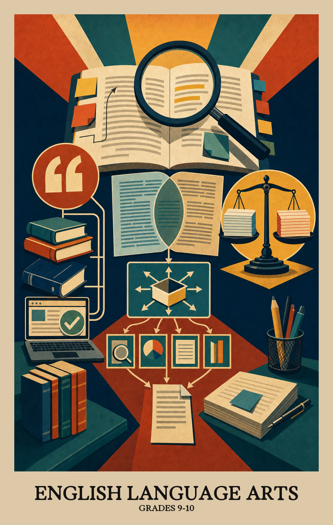Illustration of what students learn in Grades 9-10 English Language Arts