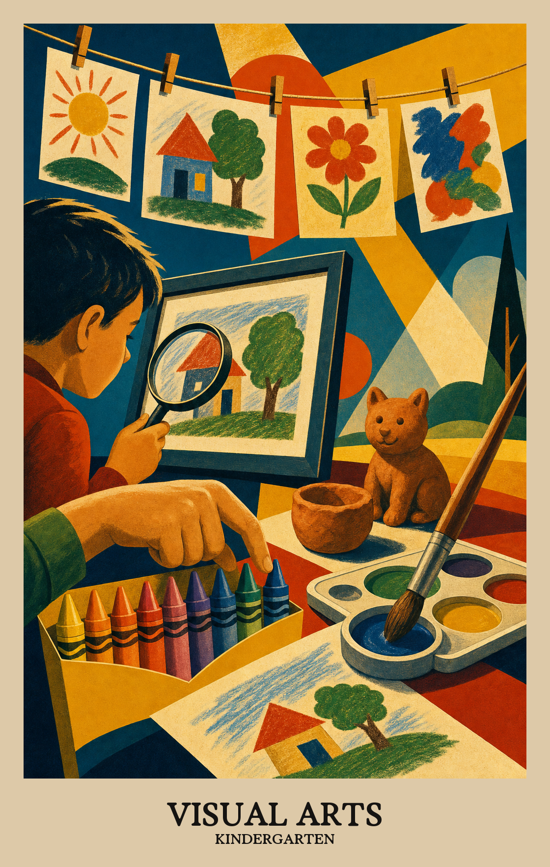Illustration of what students learn in Kindergarten Arts: Visual Arts