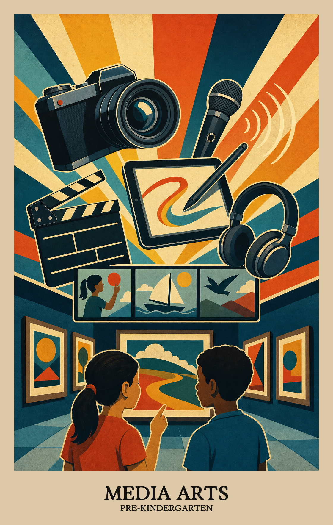 Illustration of what students learn in Pre-Kindergarten Arts: Media Arts