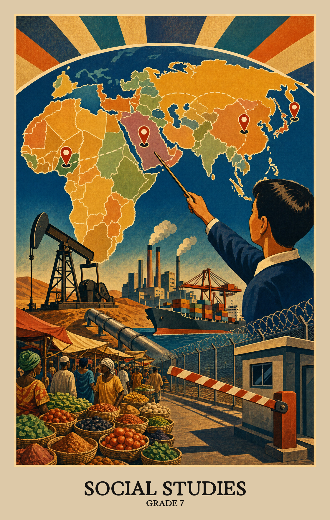 Illustration of what students learn in Grade 7 Social Studies