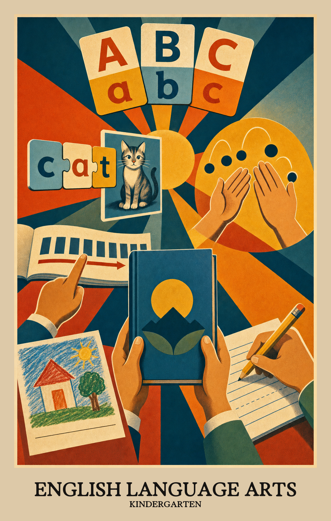 Illustration of what students learn in Kindergarten English Language Arts