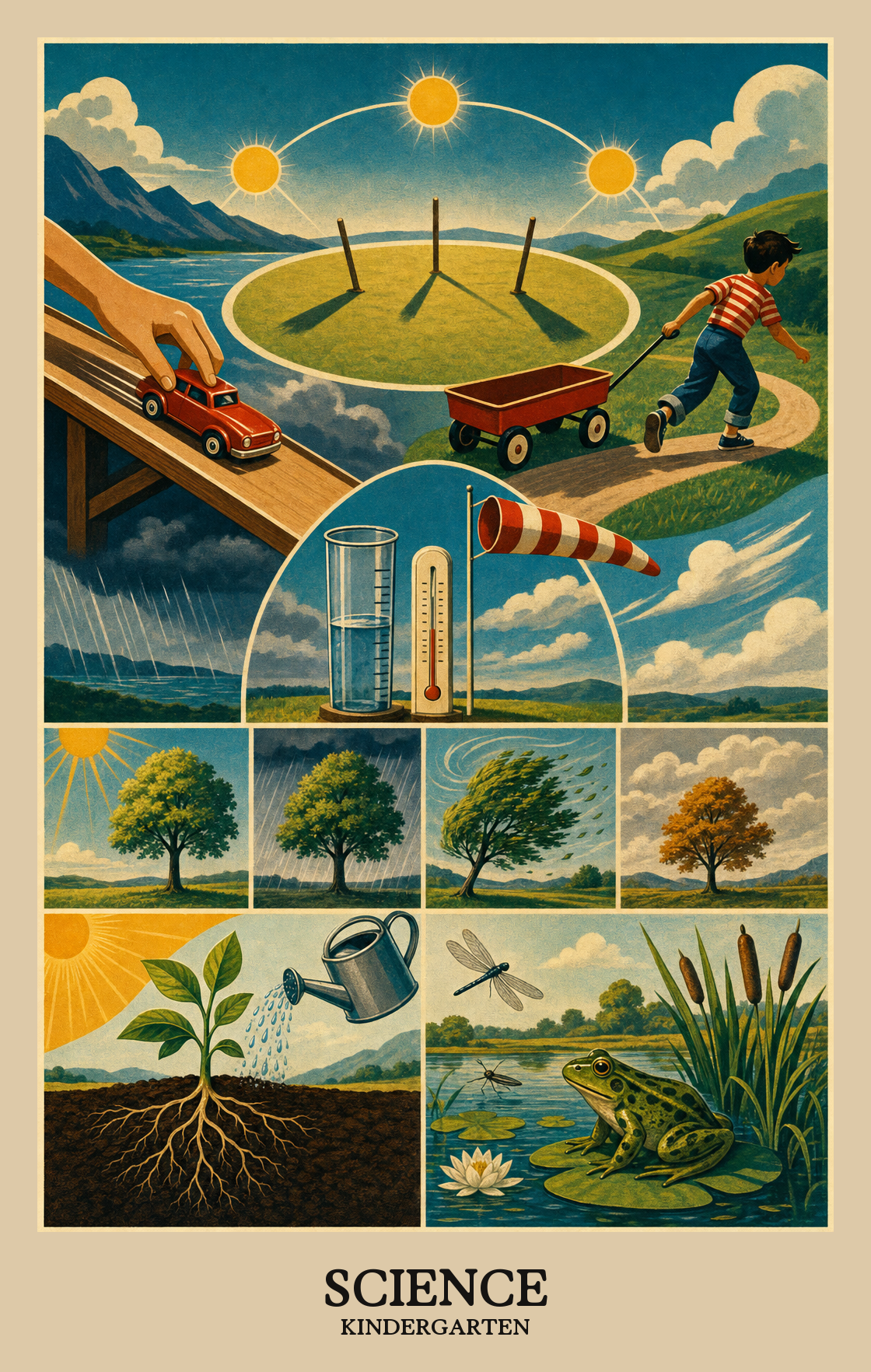 Illustration of what students learn in Kindergarten Science