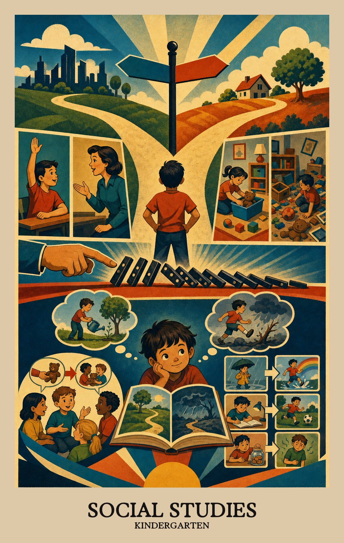Illustration of what students learn in Kindergarten Social Studies