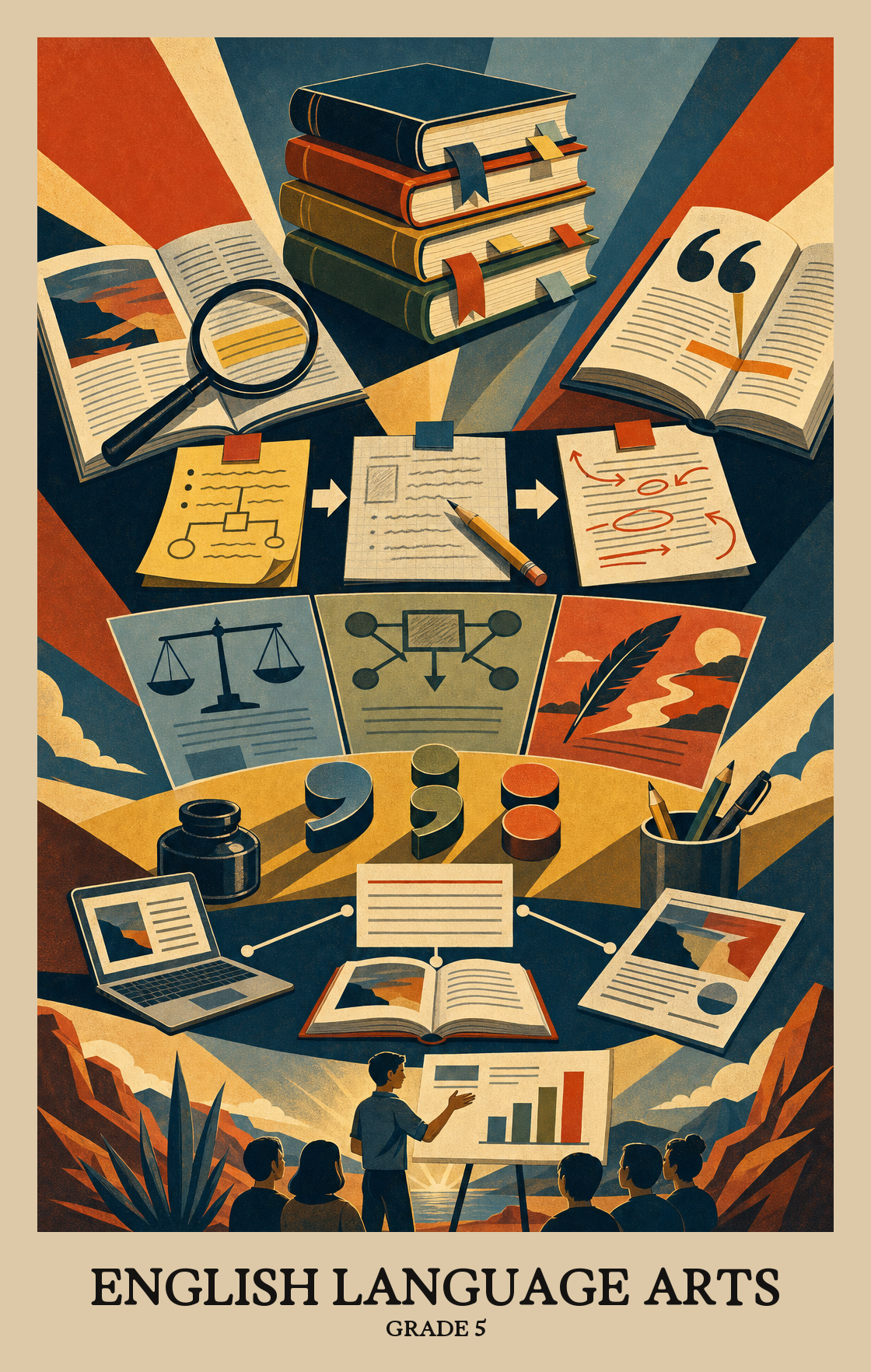 Illustration of what students learn in Grade 5 English Language Arts