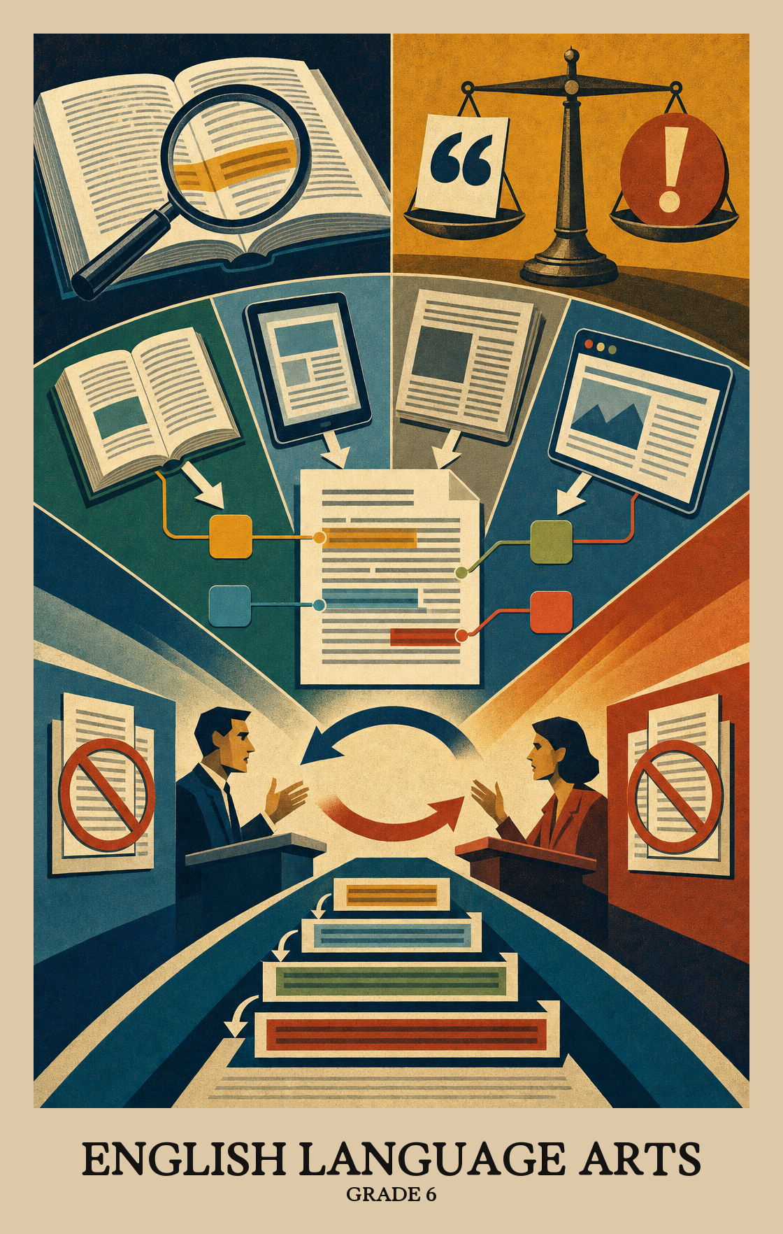 Illustration of what students learn in Grade 6 English Language Arts