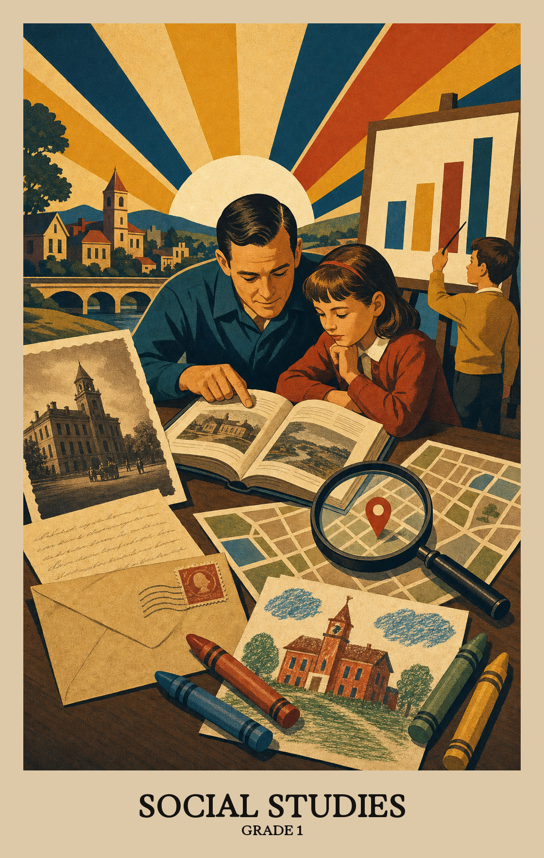 Illustration of what students learn in Grade 1 Social Studies