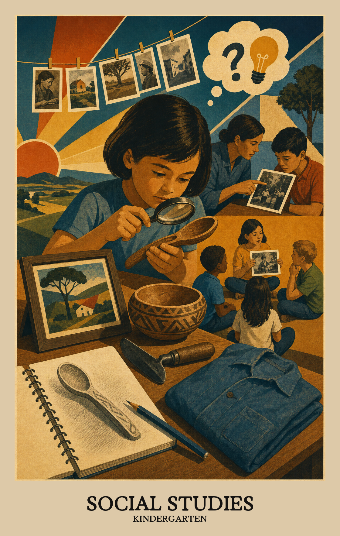 Illustration of what students learn in Kindergarten Social Studies