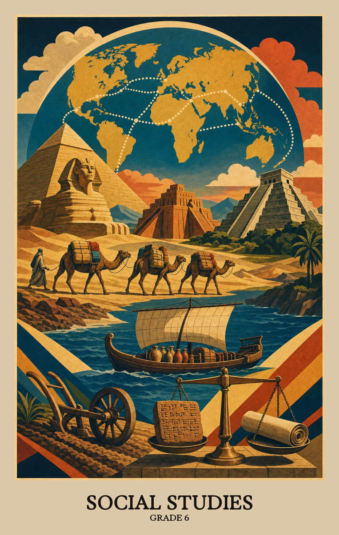 Illustration of what students learn in Grade 6 Social Studies