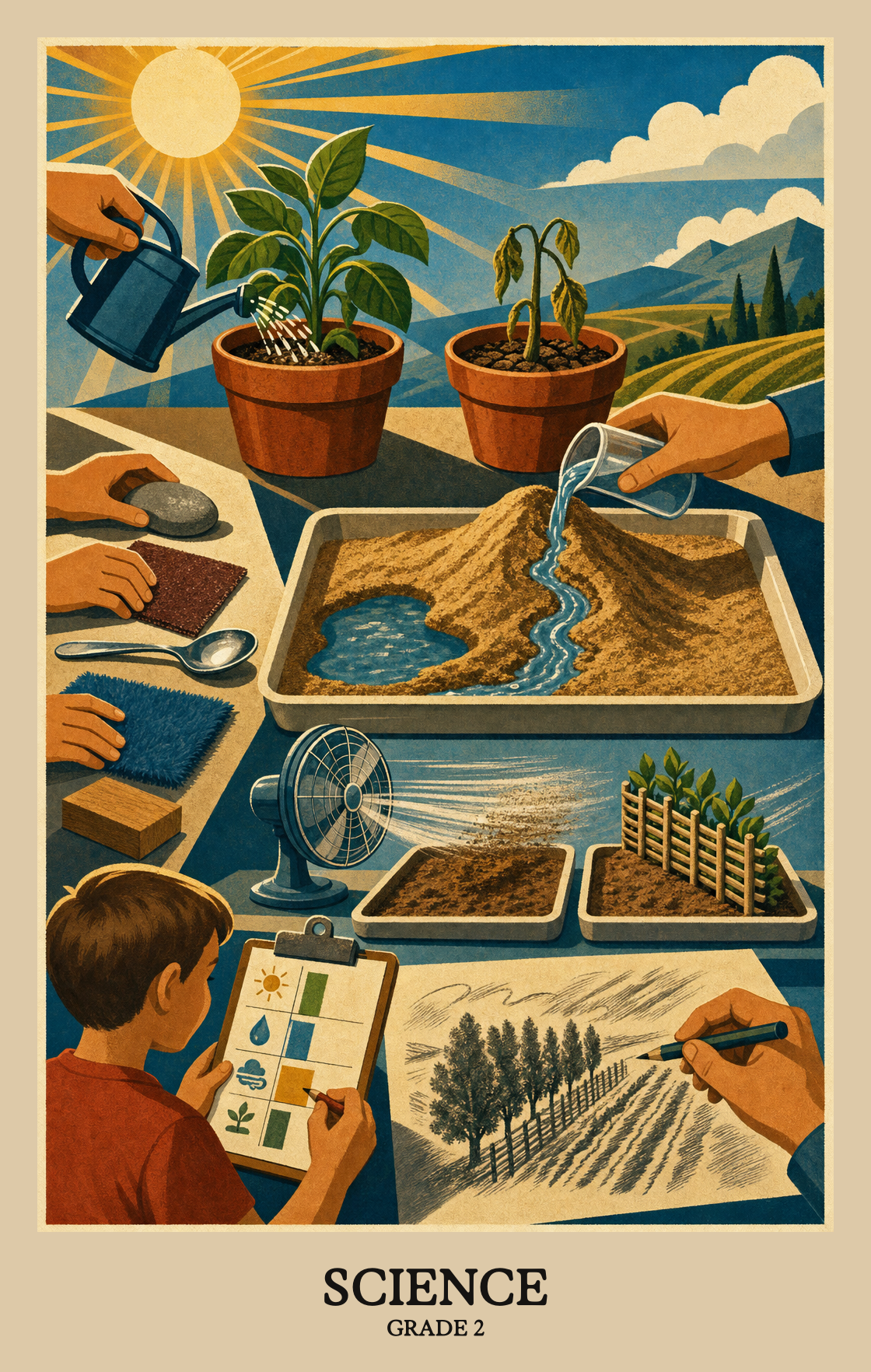 Illustration of what students learn in Grade 2 Science