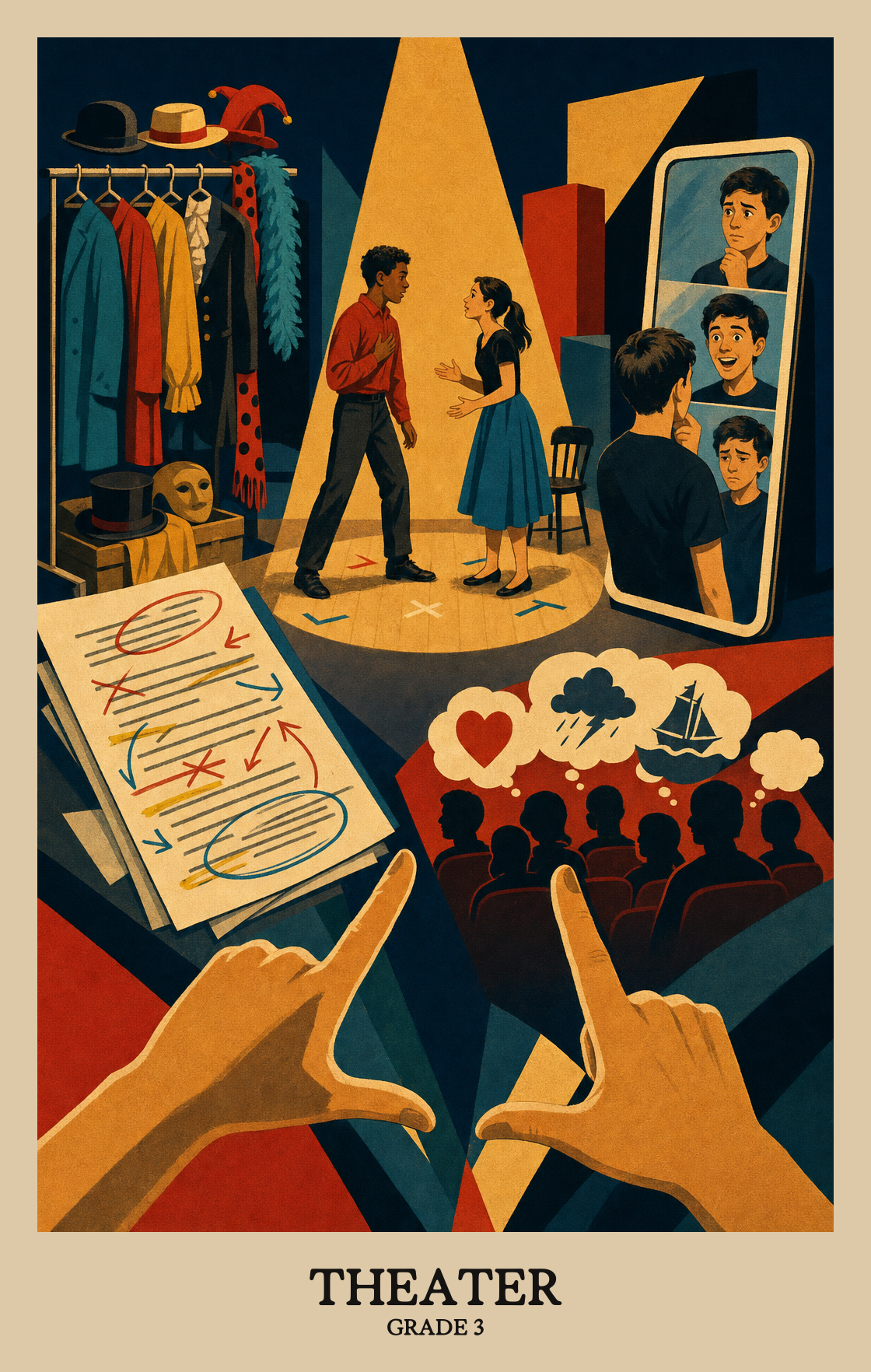 Illustration of what students learn in Grade 3 Arts: Theatre