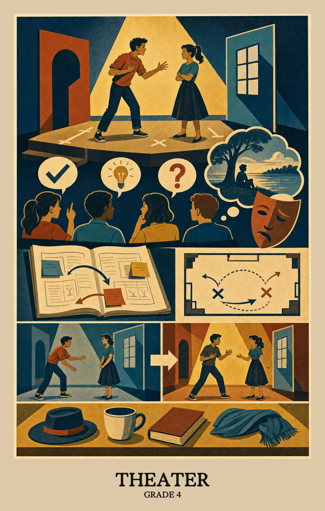 Illustration of what students learn in Grade 4 Arts: Theatre