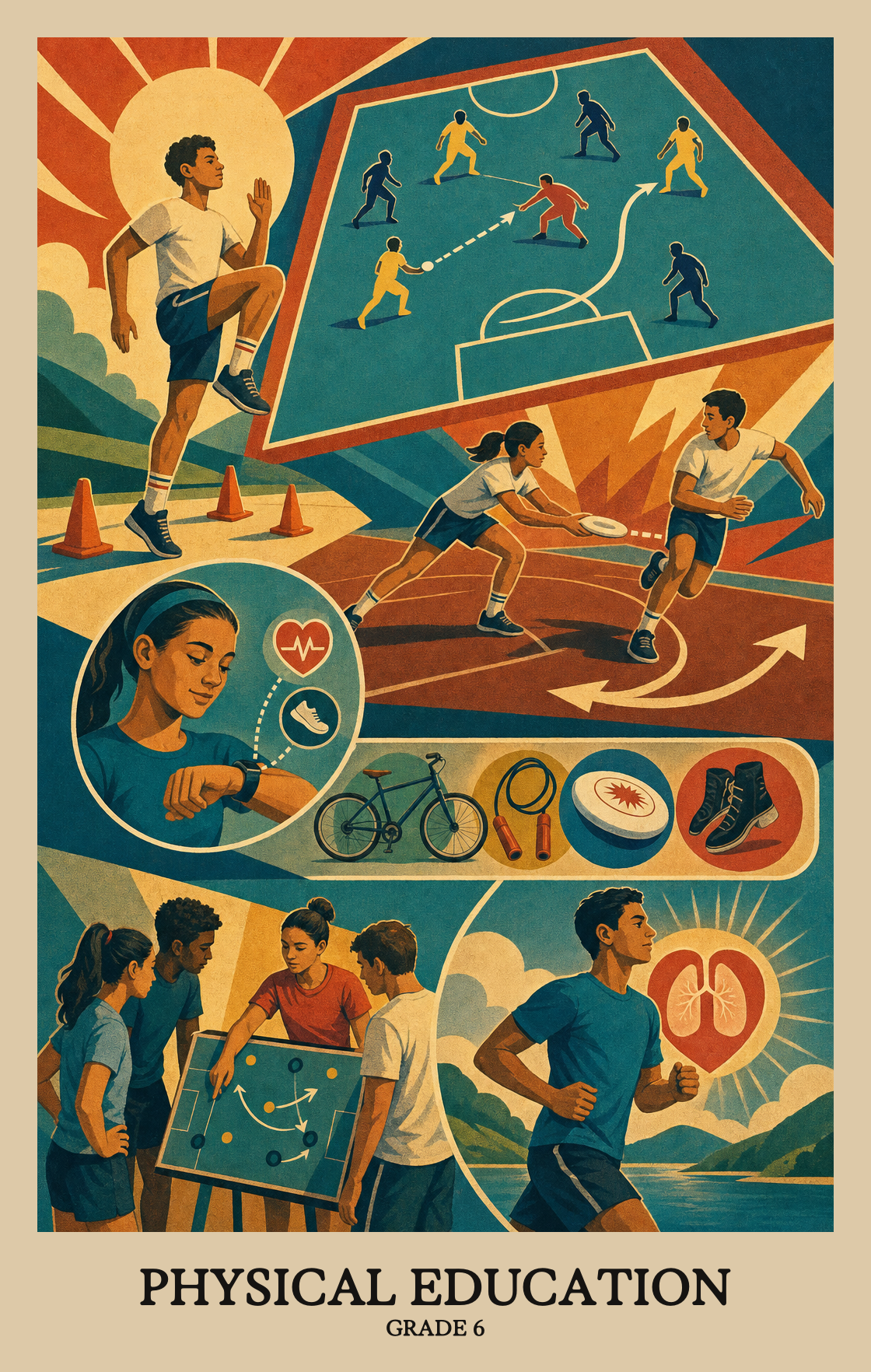 Illustration of what students learn in Grade 6 Physical Education